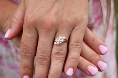 Mikimoto Ring. Vintage 18k Gold Mikimoto Pearl and Diamond Cluster. Vines Grapes