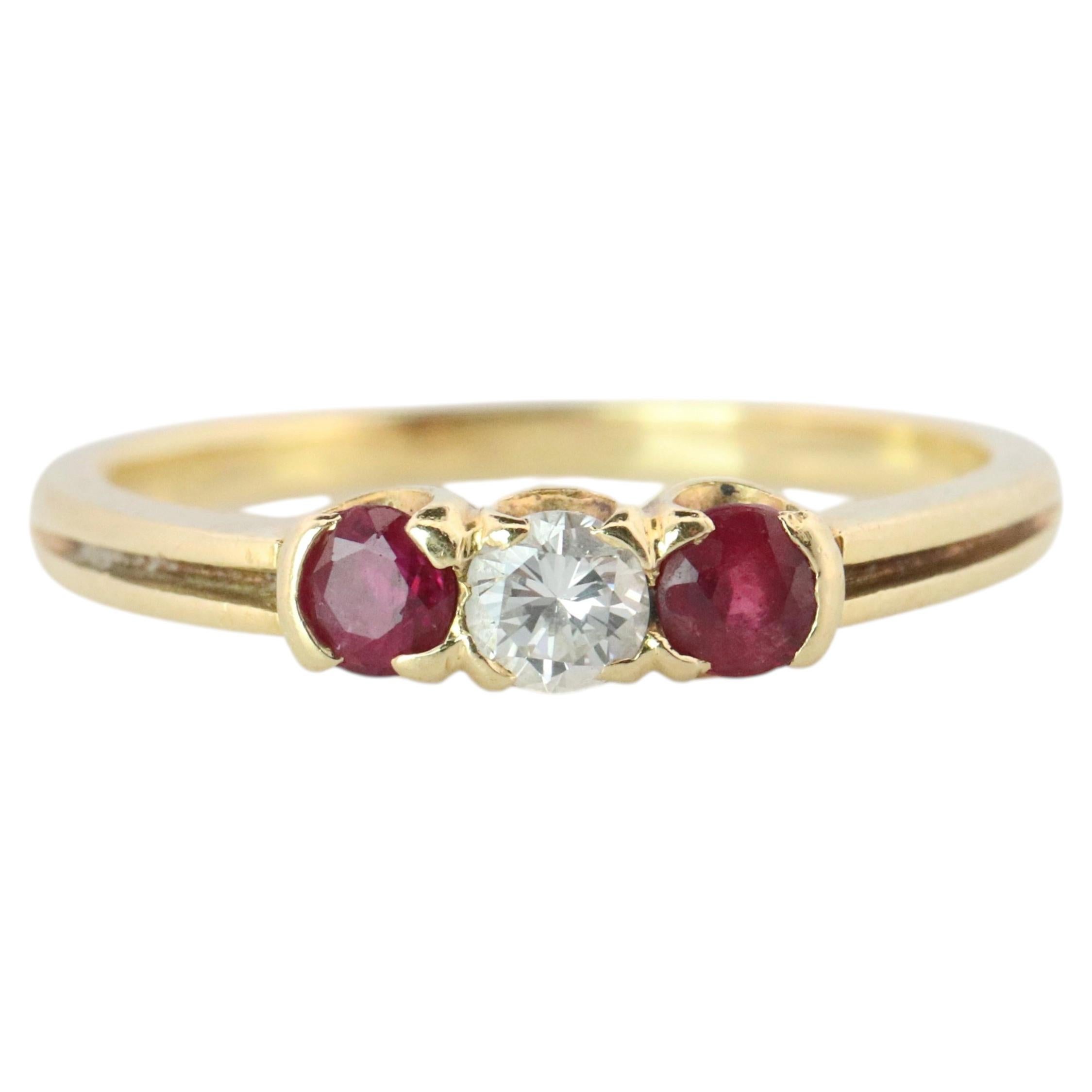 18k Tiffany and Co. Diamond Ruby Ring. 18k Gold Tiffany Ruby Trinity band For Sale