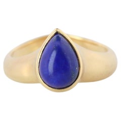 Vintage Van Cleef Arpels Ring. Genuine VCA Lapis Lazuli 18k YG Ring.