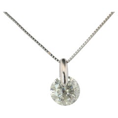 Large Diamond solitaire pendant. Platinum Pt900 Natural Diamond 2CT Necklace