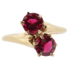 JR Wood Wood 14K Granate Doble Anillo. Garra Victoriana Vintage Jr Wood and Sons Granate