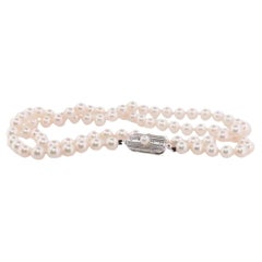 Collana di perle in argento sterling di Mikimoto. Collana di perle da 6 mm e 20 pollici. Autentico