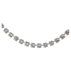 Platinum Diamond Tennis Necklace. PT850 round diamond Tennis Chain Strand. 3CTW