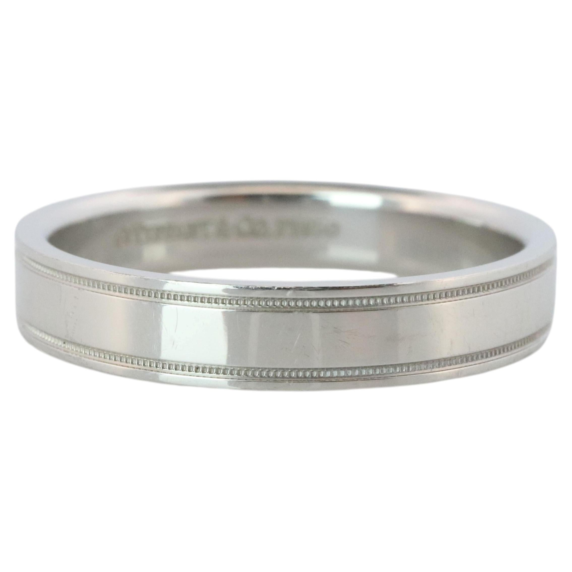 Tiffany and Co Authentic Ring. Tiffany Together Double Milgrain Platinum Band For Sale