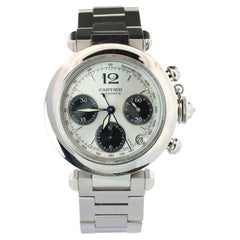 Cartier PASHA Automatic Chrono 2412 vintage. Raro quadrante con panda e corona con diamanti
