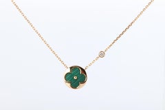 Louis Vuitton Malachite Blossom BB Sun Necklace LV 18k YG Diamond Pendant