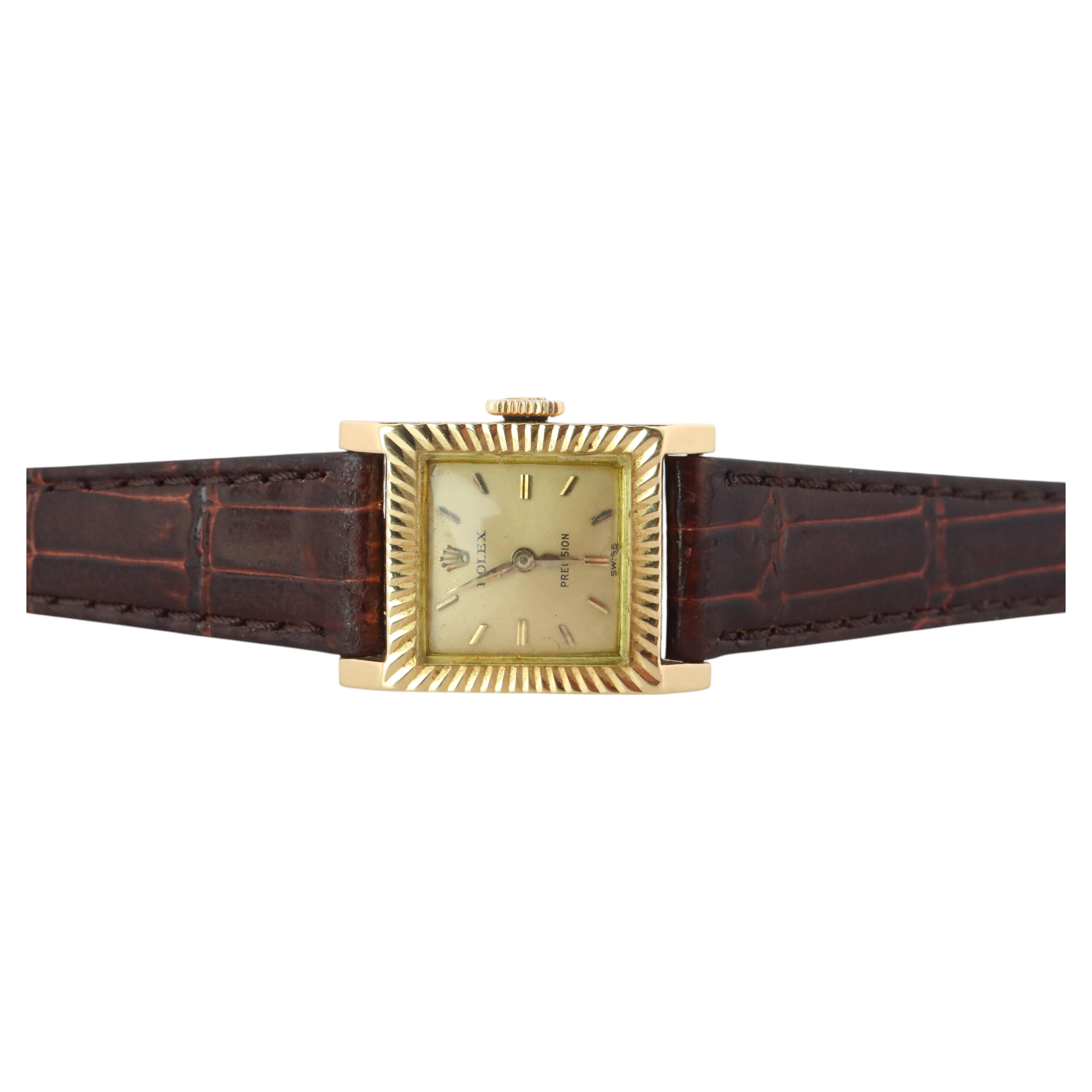 Echte Rolex Precision-Uhr aus 18-karätigem Gold. 18-karätige Gold-Damenuhr 8790 von Rolex, vollständig gewartet