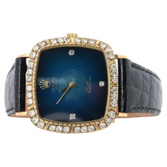 Genuine 18k Rolex Watch. 18k YG Rolex CELLINI 4084 Diamond Bezel.