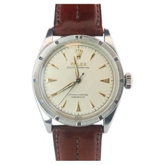 Genuine Rolex 6303 Watch. Rolex Oyster Perpetual Bubbleback Engine Turned Bezel