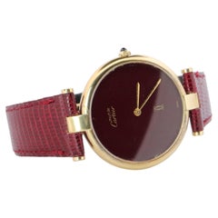 Cartier Watch. Must de Cartier Bordeaux Burgundy Dial Vendome Round Argent 30mm.