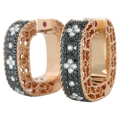 Preowned Roberto Coin Earrings. 18k Rose Gold Venetian Princess Diamond Hoops.