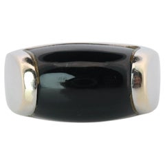 Vintage Bvlgari Tronchetto Ring. Bulgari 18k WG Onyx Signet Ring.