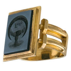 19th Century Sardonyx Intaglio Gold Ring
