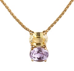 18K Yellow Gold Natural Yellow Sapphire Pendant Necklace