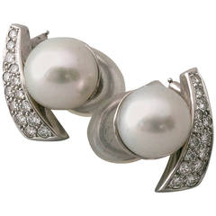 South Sea Pearl Diamond Gold Earrings