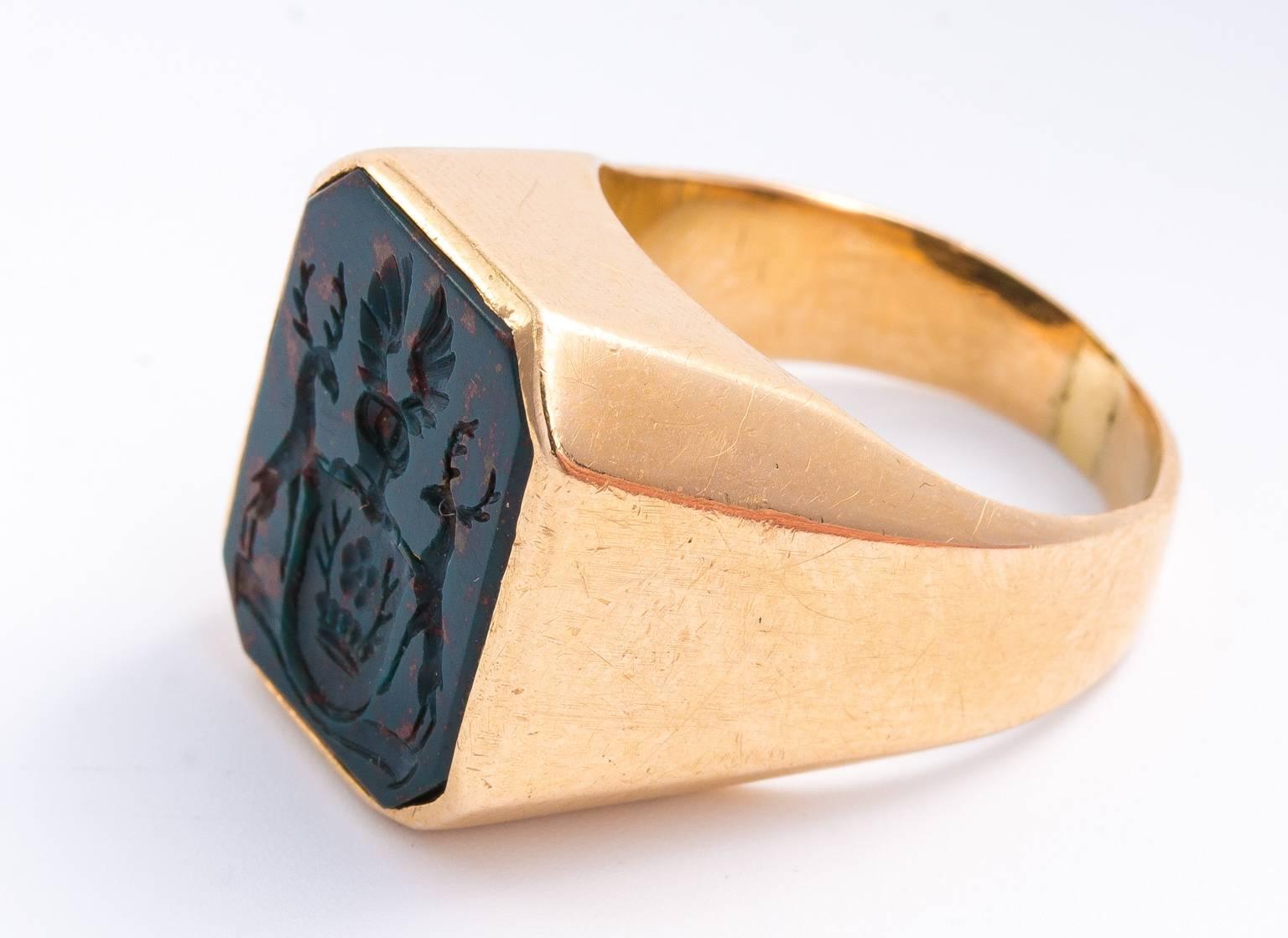 Women's or Men's Roman Bloodstone Intaglio Ring