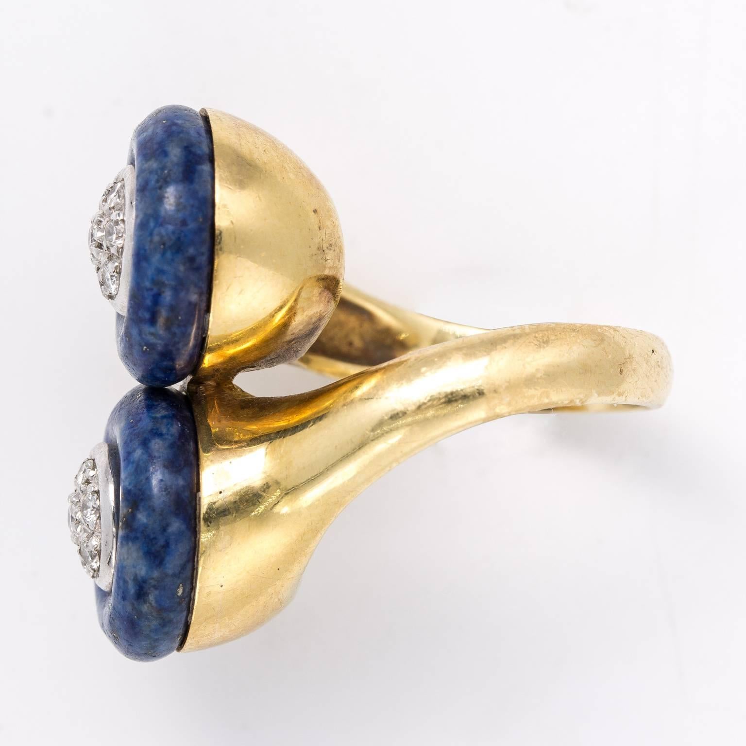 Lapis, 18kt gold and pave diamond ring. Beautifully made. Size 7 and weighs 14.80 grams