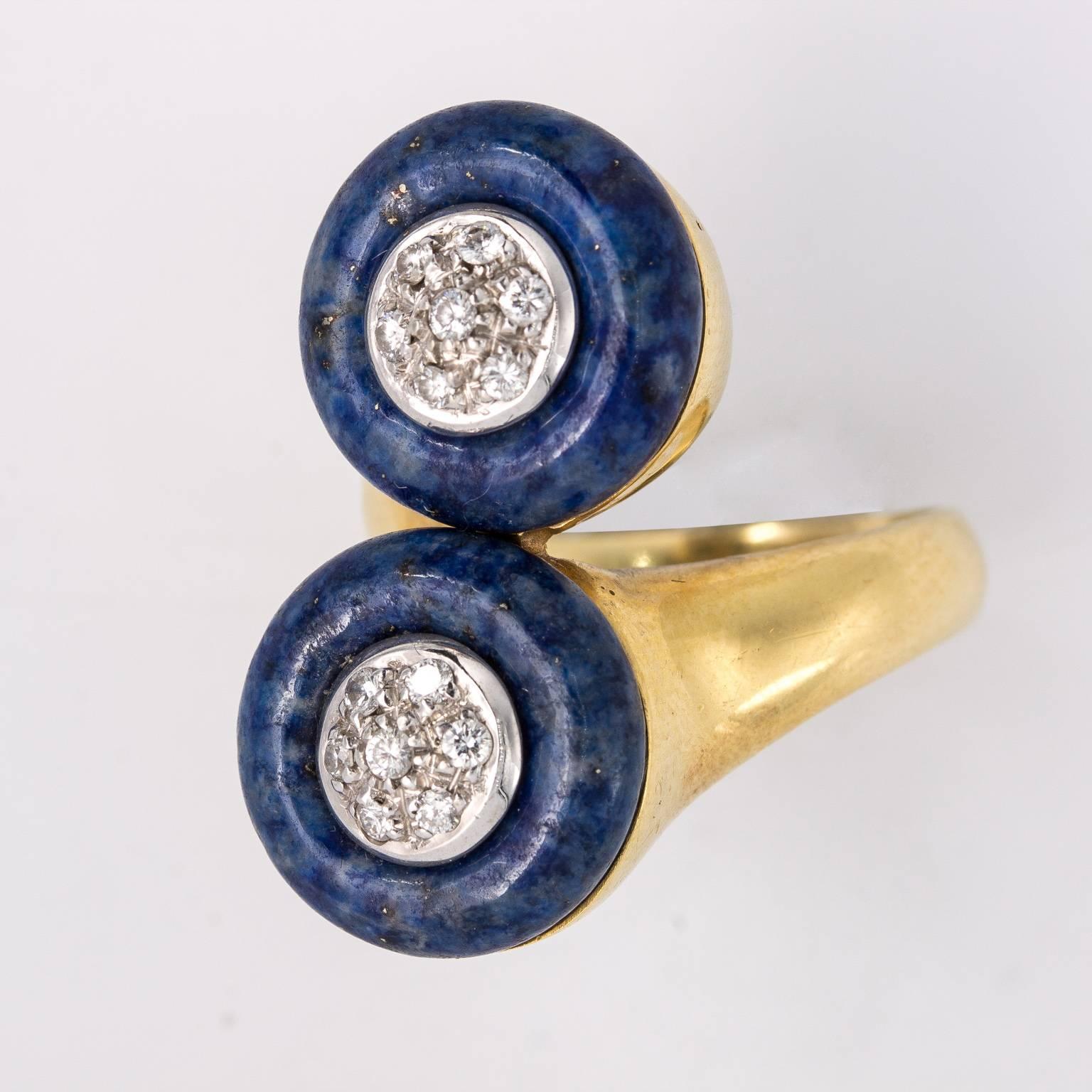 Mid-Century Lapis and Diamond Ring In Good Condition For Sale In St.amford, CT