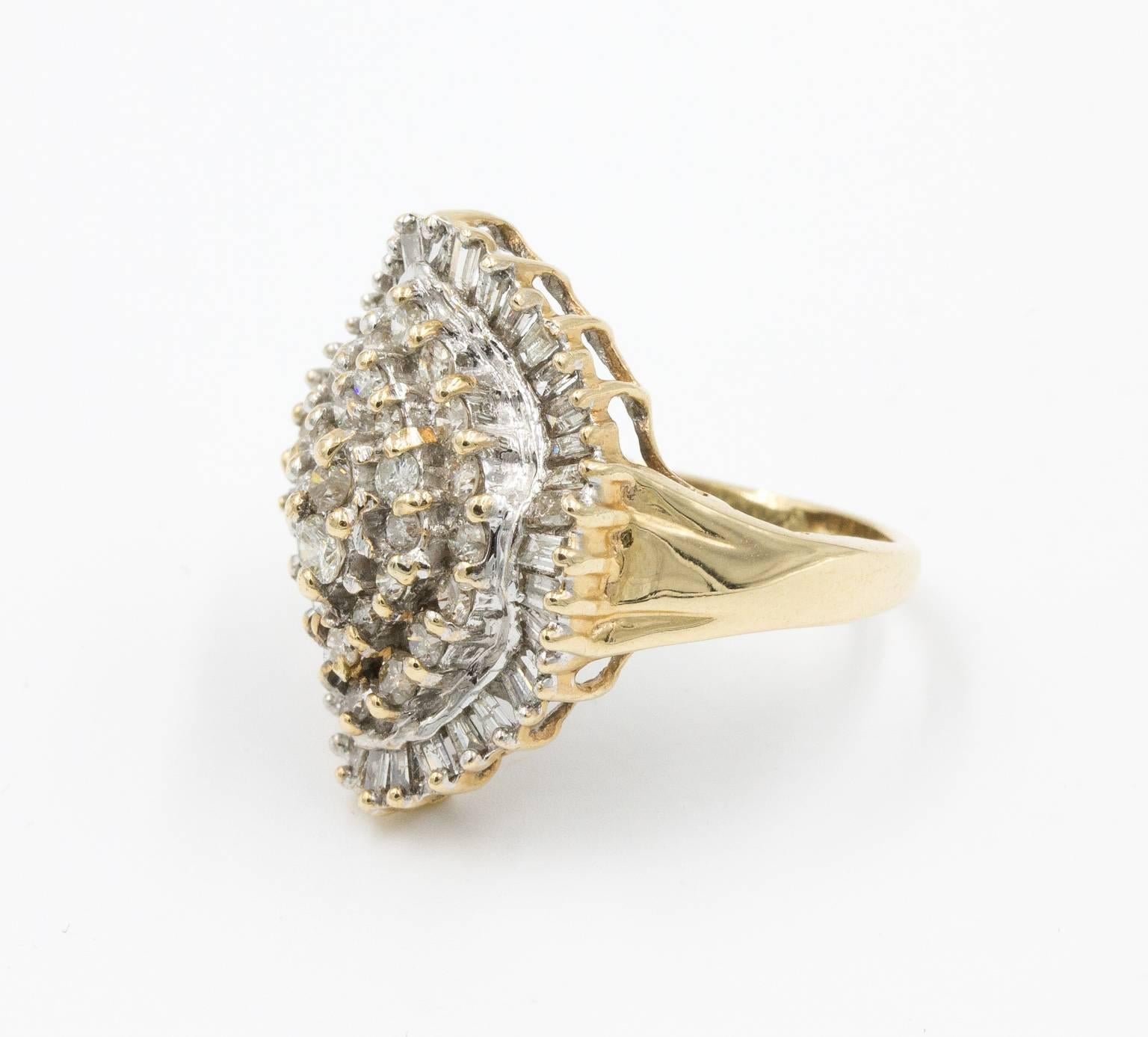 Diamond Ballerina Cocktail Ring In Good Condition In St.amford, CT