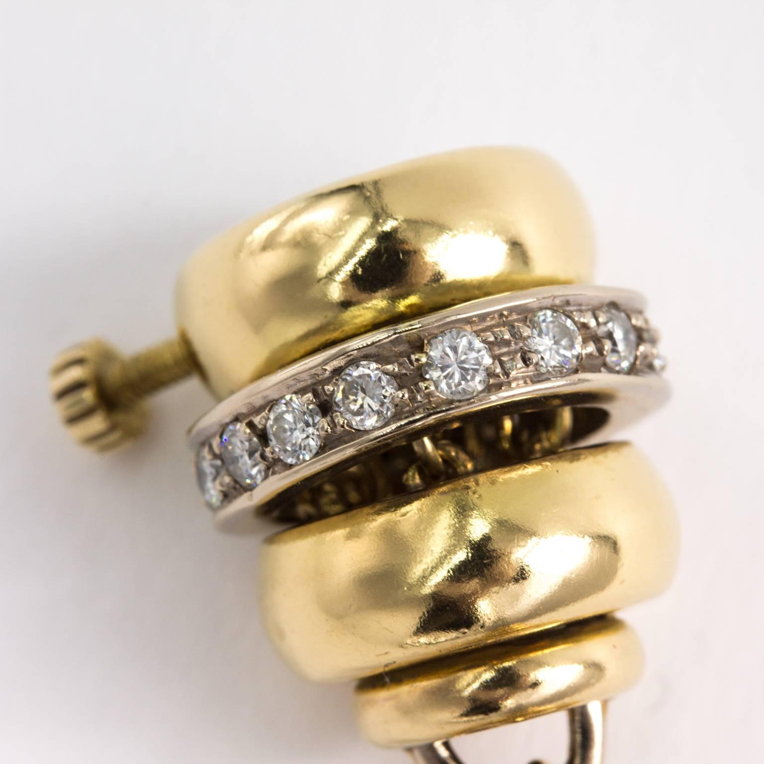 Women's or Men's 18 Karat and Diamond Link Bracelet For Sale