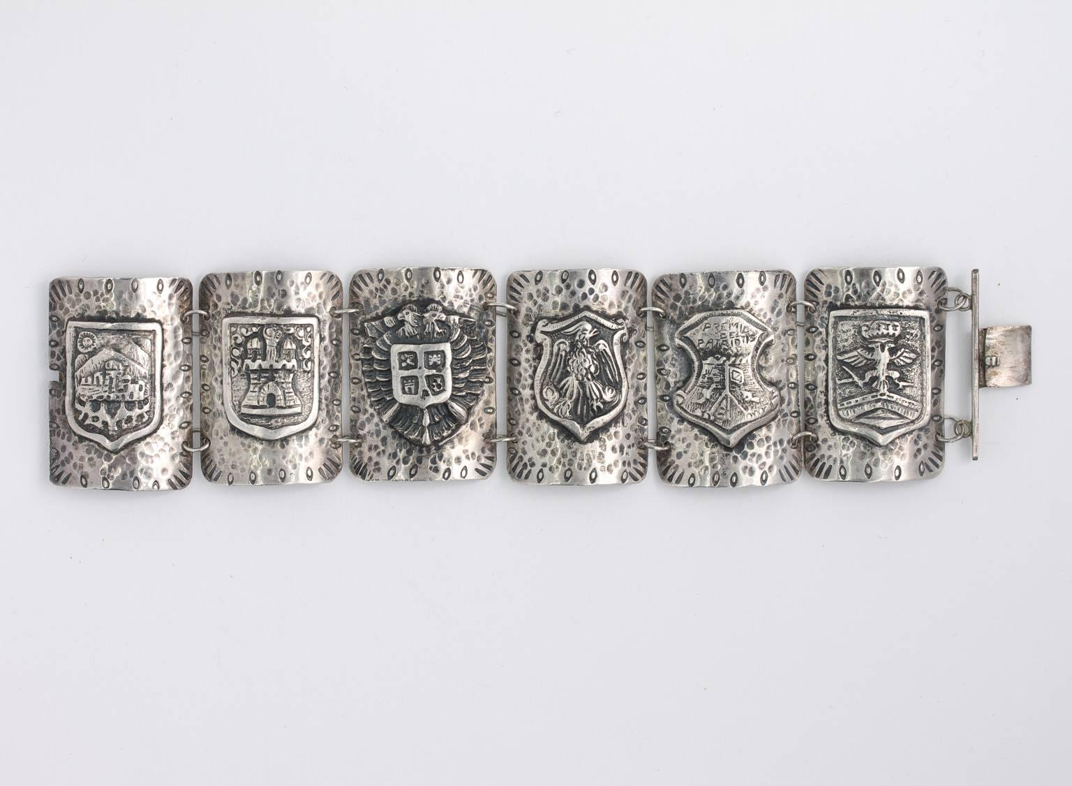 Victorian Silver Shield Bracelet For Sale