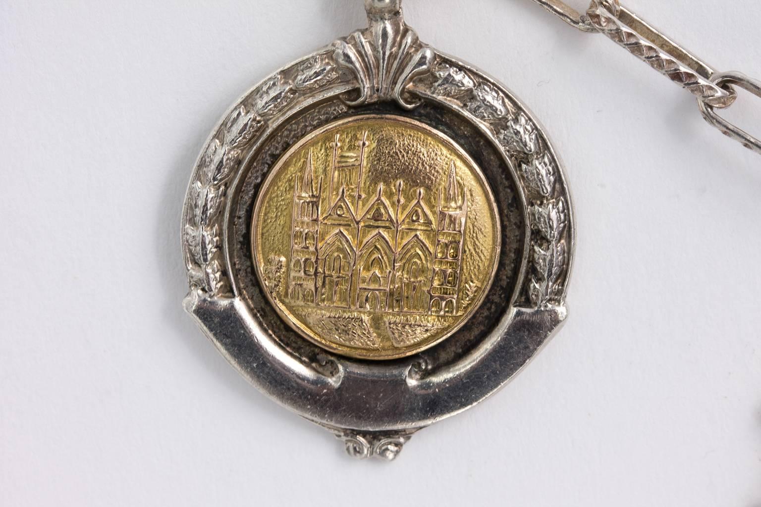 Women's or Men's Sterling Medal Necklace For Sale