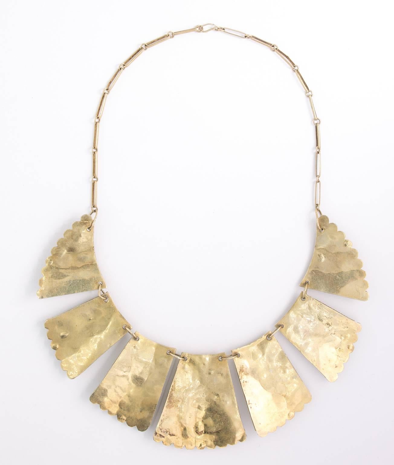 Spectacular bib necklace from Persia. Vintage silver gilt hand made with Persian turquoise.
PERIOD:1890-1920
FINISH:Gilt
