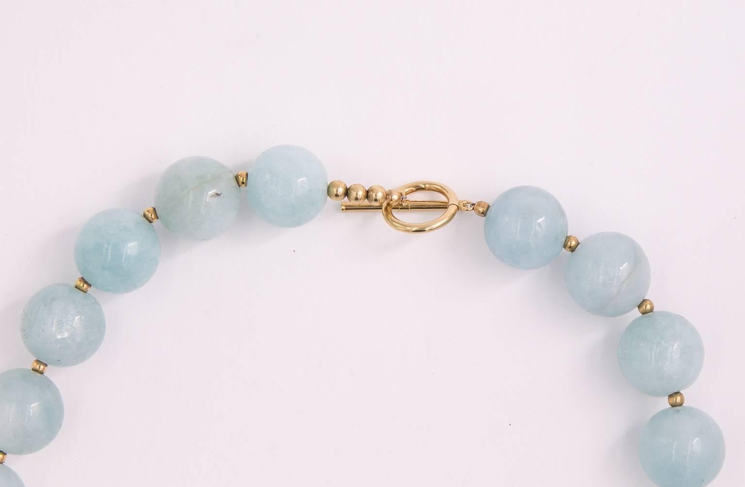 Contemporary Natural Aquamarine Bead Necklace