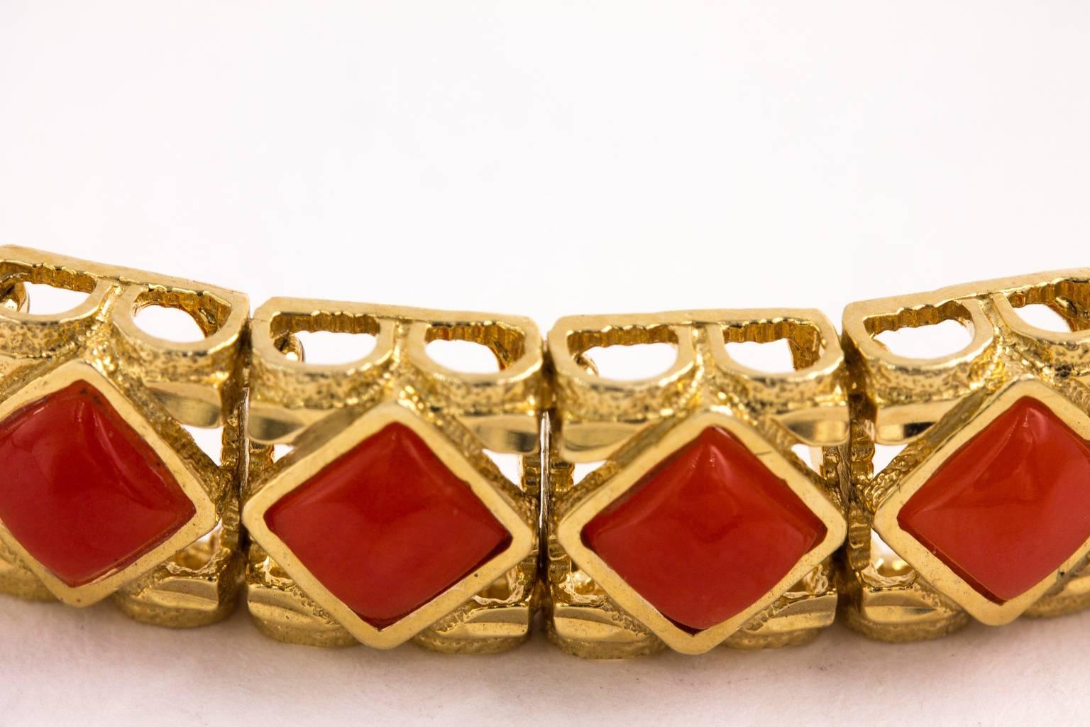 red coral gold bracelet