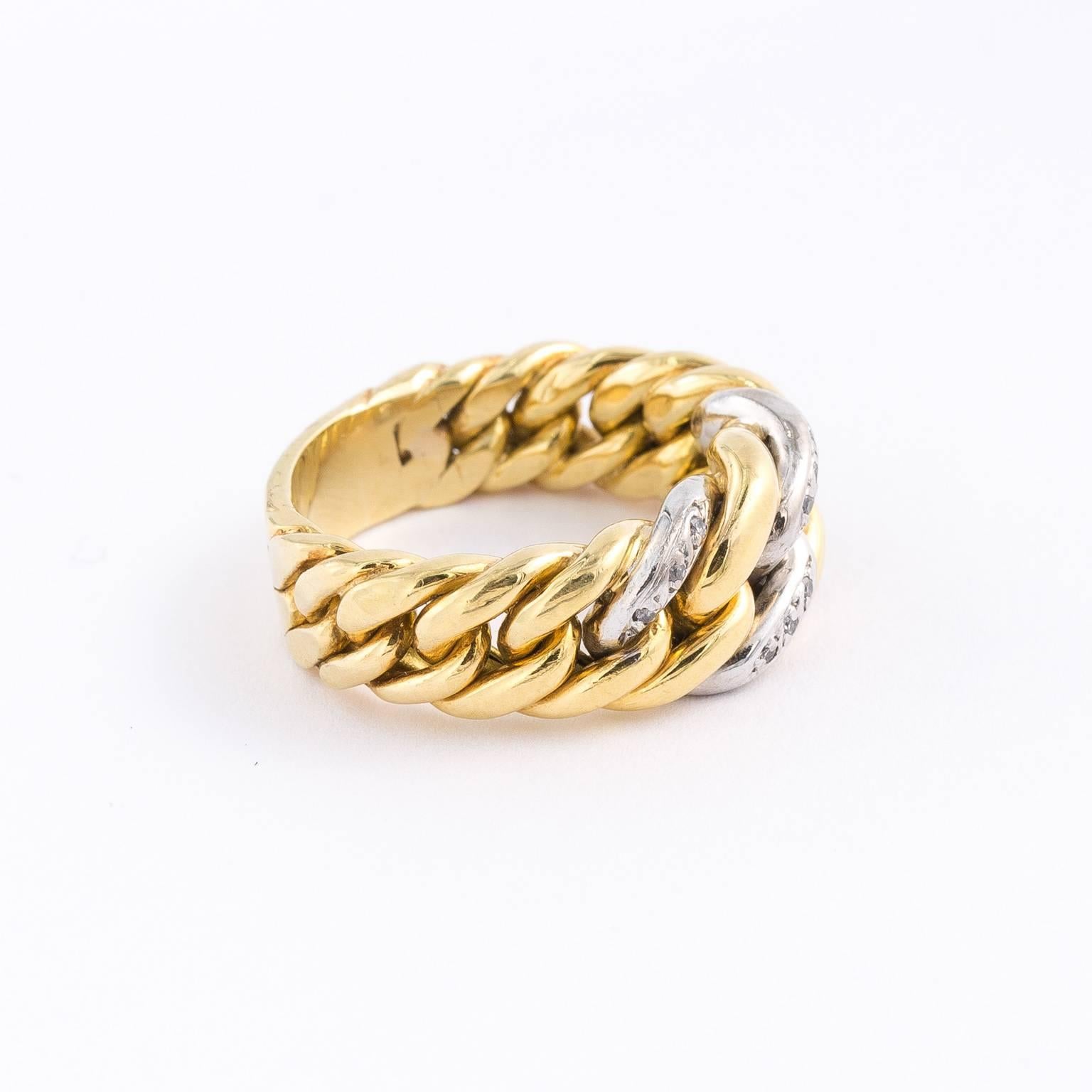 Contemporary Gold and Diamond Band Ring