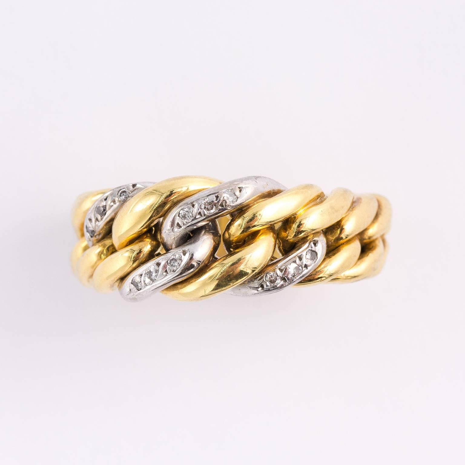 Gold and Diamond Band Ring 3