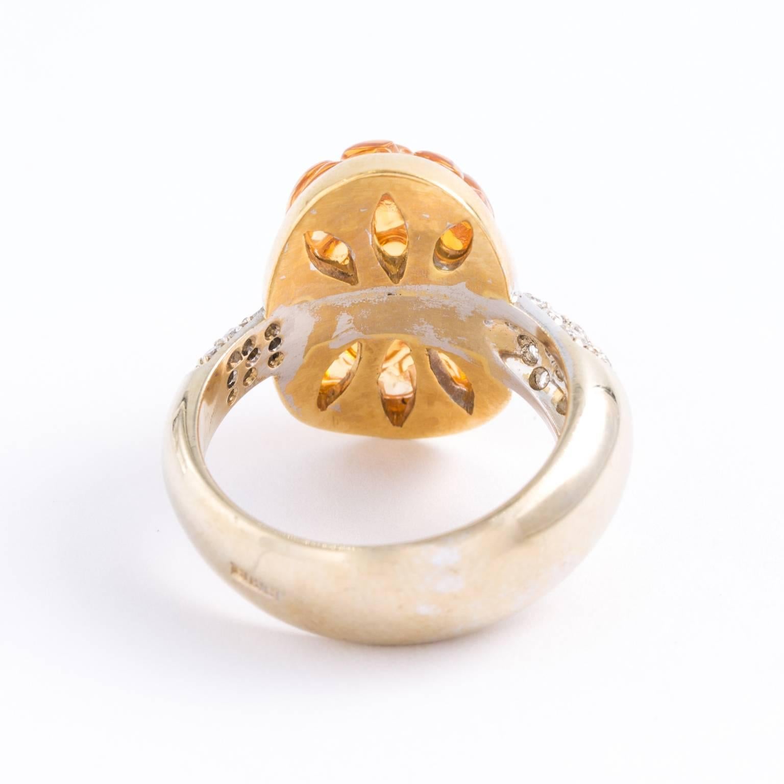 Women's Bibigi 18 Karat Citrine Diamond Bubble Ring 1/4 TW For Sale