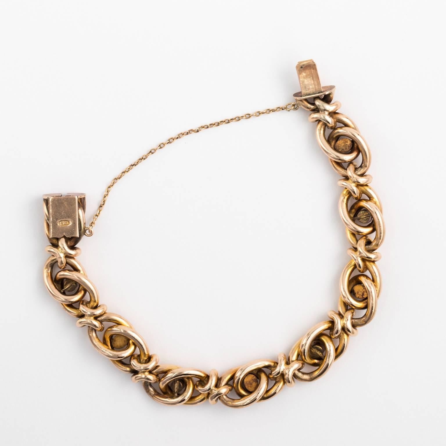 Circa late 19th century 15 karat gold link bracelet.
