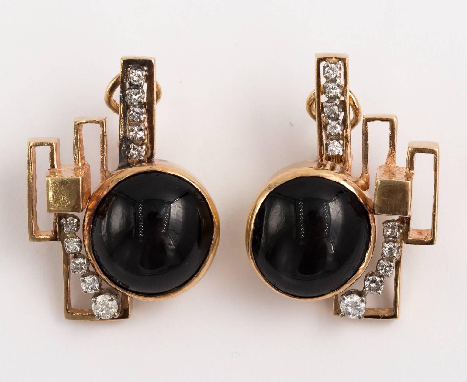 Women's Abstract Gold and Diamond Earrings