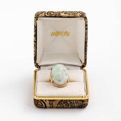 Stunning Large Ming's of Honolulu Antique Carved Jadetie Jade Ring