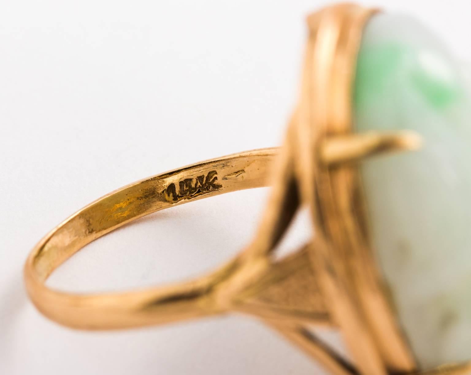 Stunning Large Ming's of Honolulu Antique Carved Jadetie Jade Ring 2