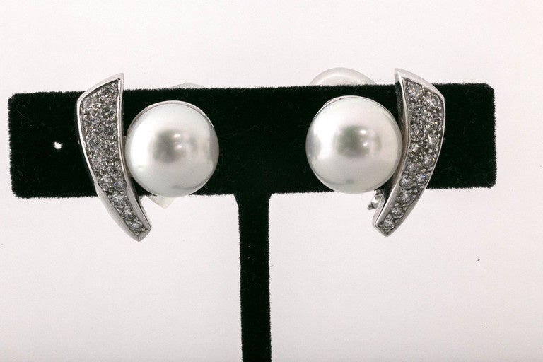 Women's South Sea Pearl Diamond Gold Earrings