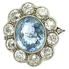 Art Deco Platinum 5.00 Carat Ceylon Sapphire Diamond Cluster Ring