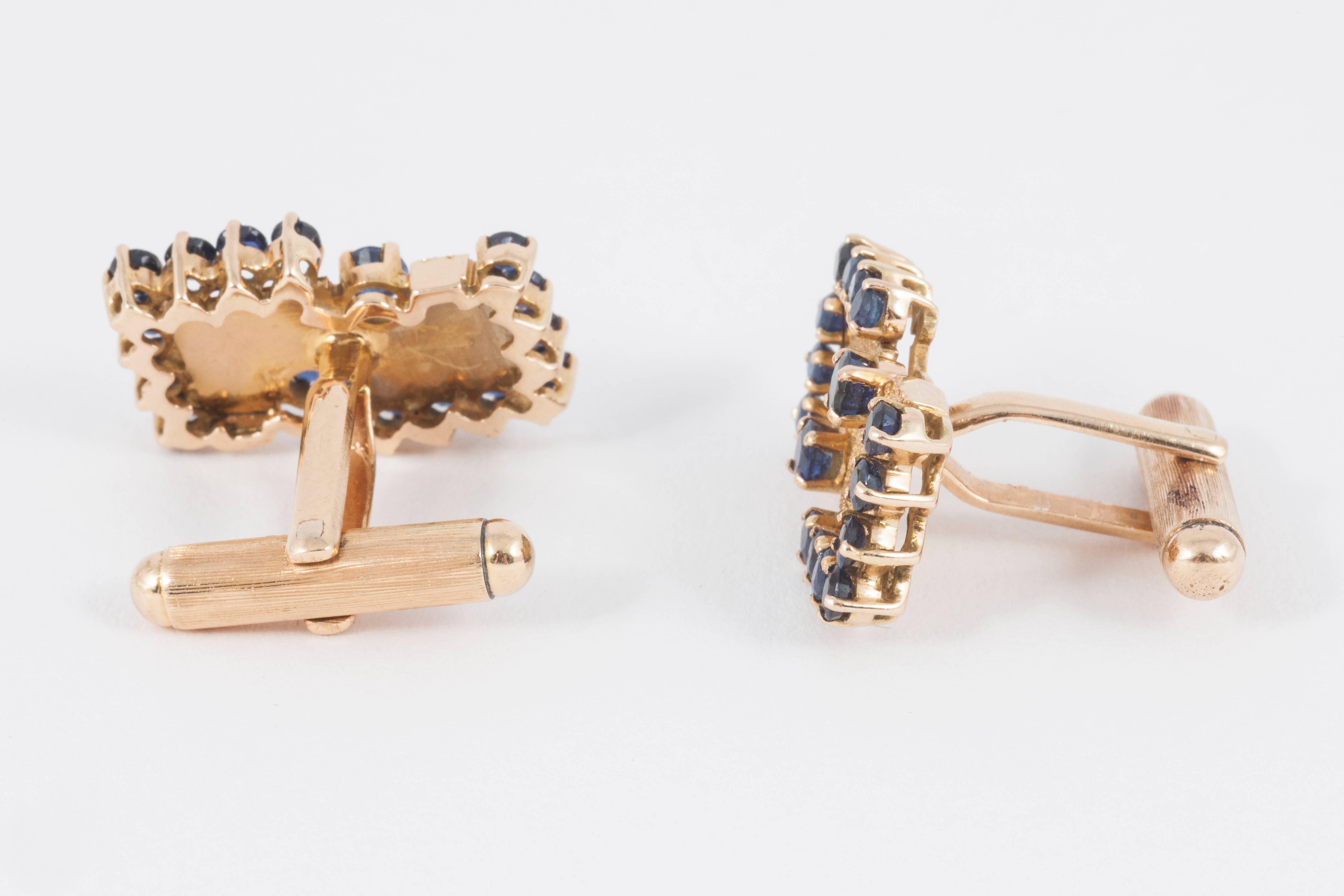 18ct gold and sapphire cufflinks