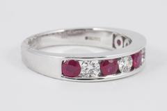 Ruby Diamond gold Half Eternity Ring