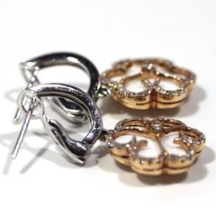 White Gold Enamel Flower-Shaped Earrings