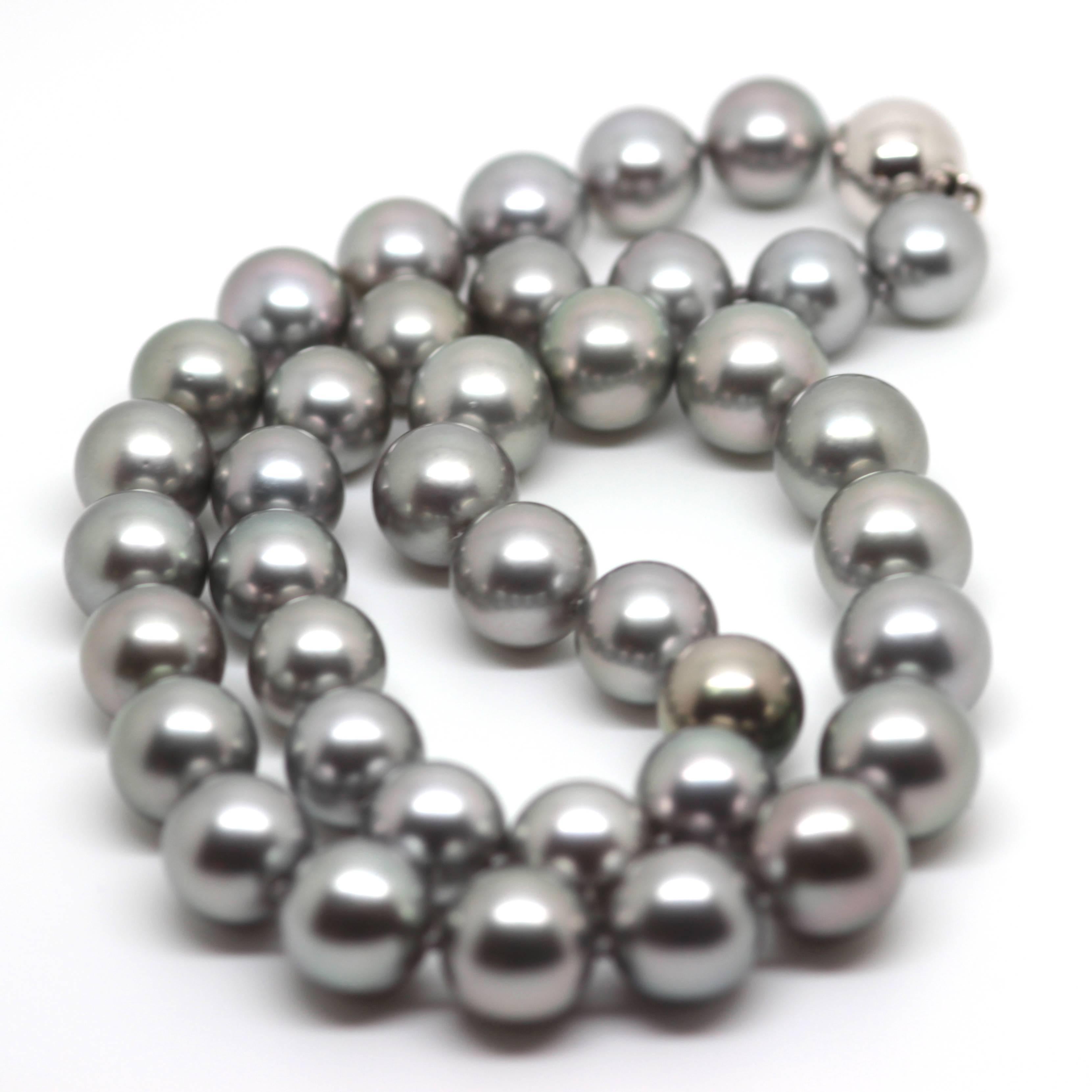 Modern Tahitian Grey South Sea Pearl Strand Necklace For Sale