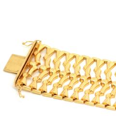 1960s 18 Carat Yellow Gold Wide Dress Bracelet
