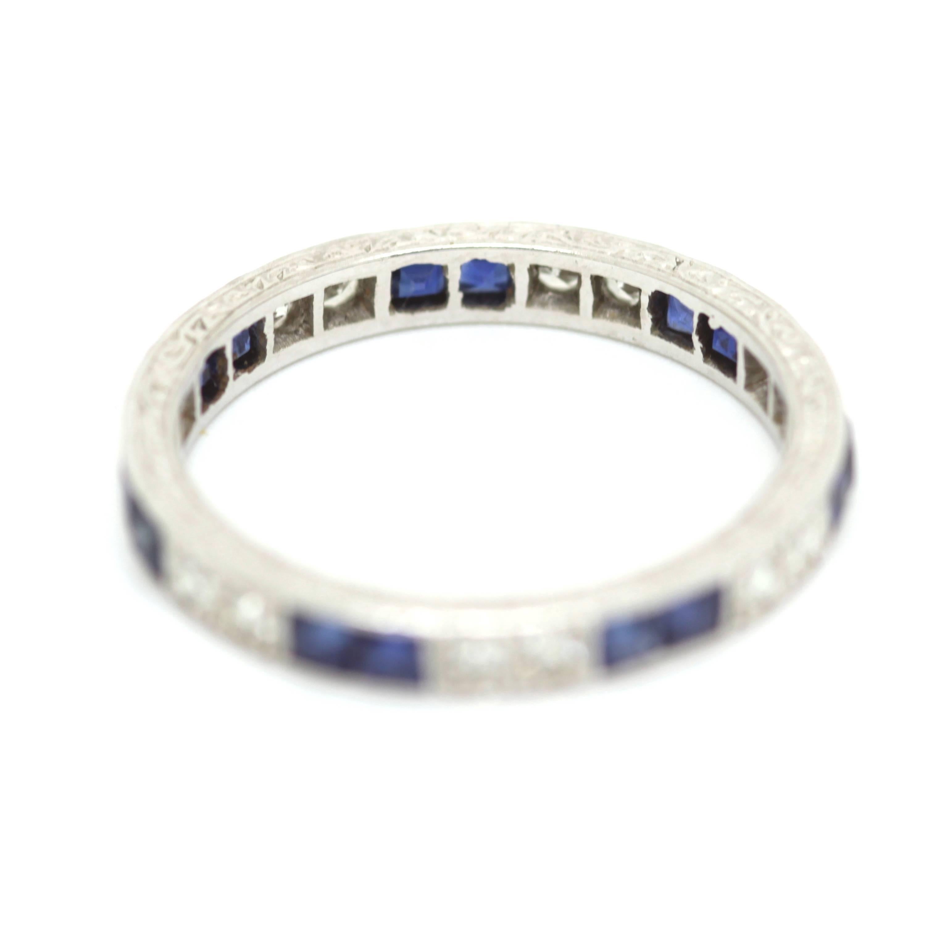 Women's Sapphire Diamond Eternity Ring Set in Platinum