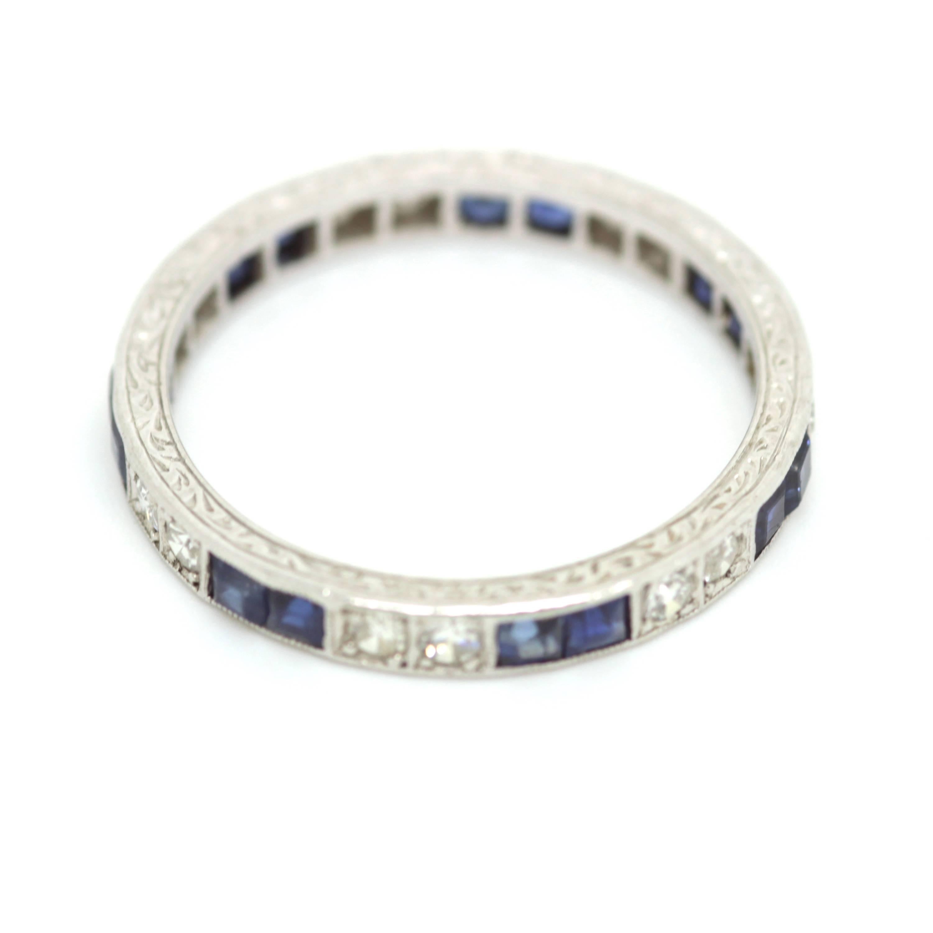 Sapphire Diamond Eternity Ring Set in Platinum 1