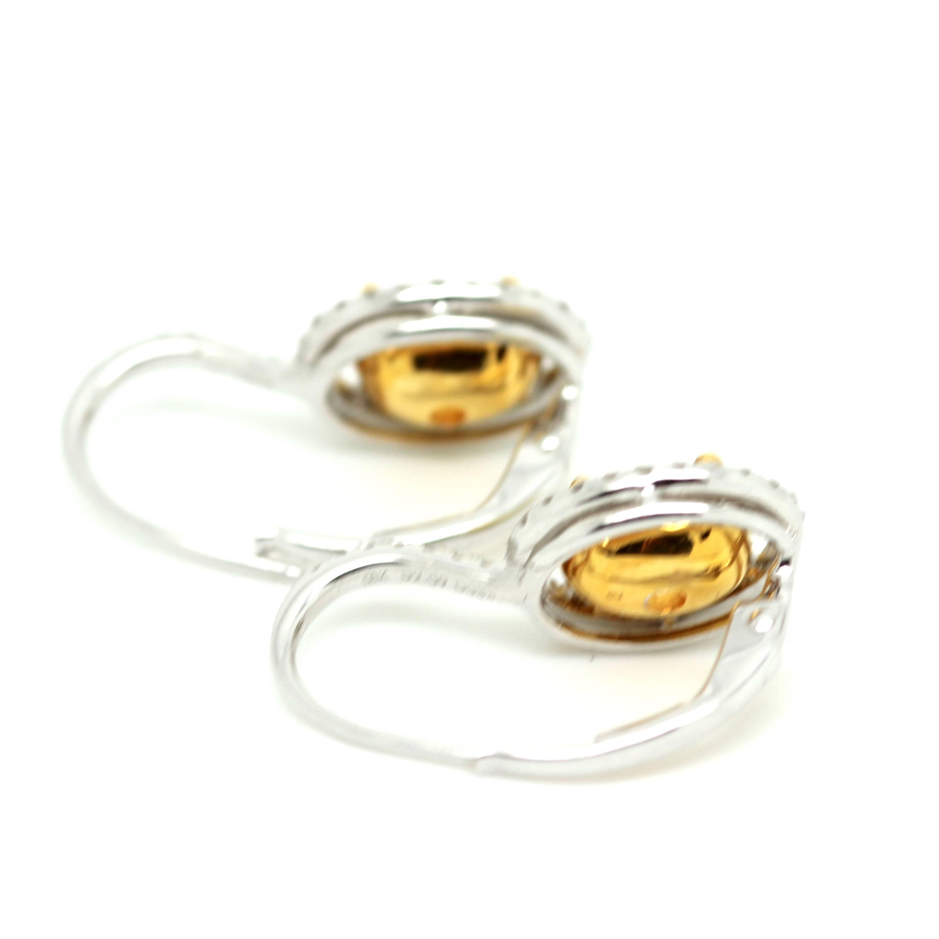 Oval Fancy Yellow Diamond Drop Earrings In New Condition In London, GB