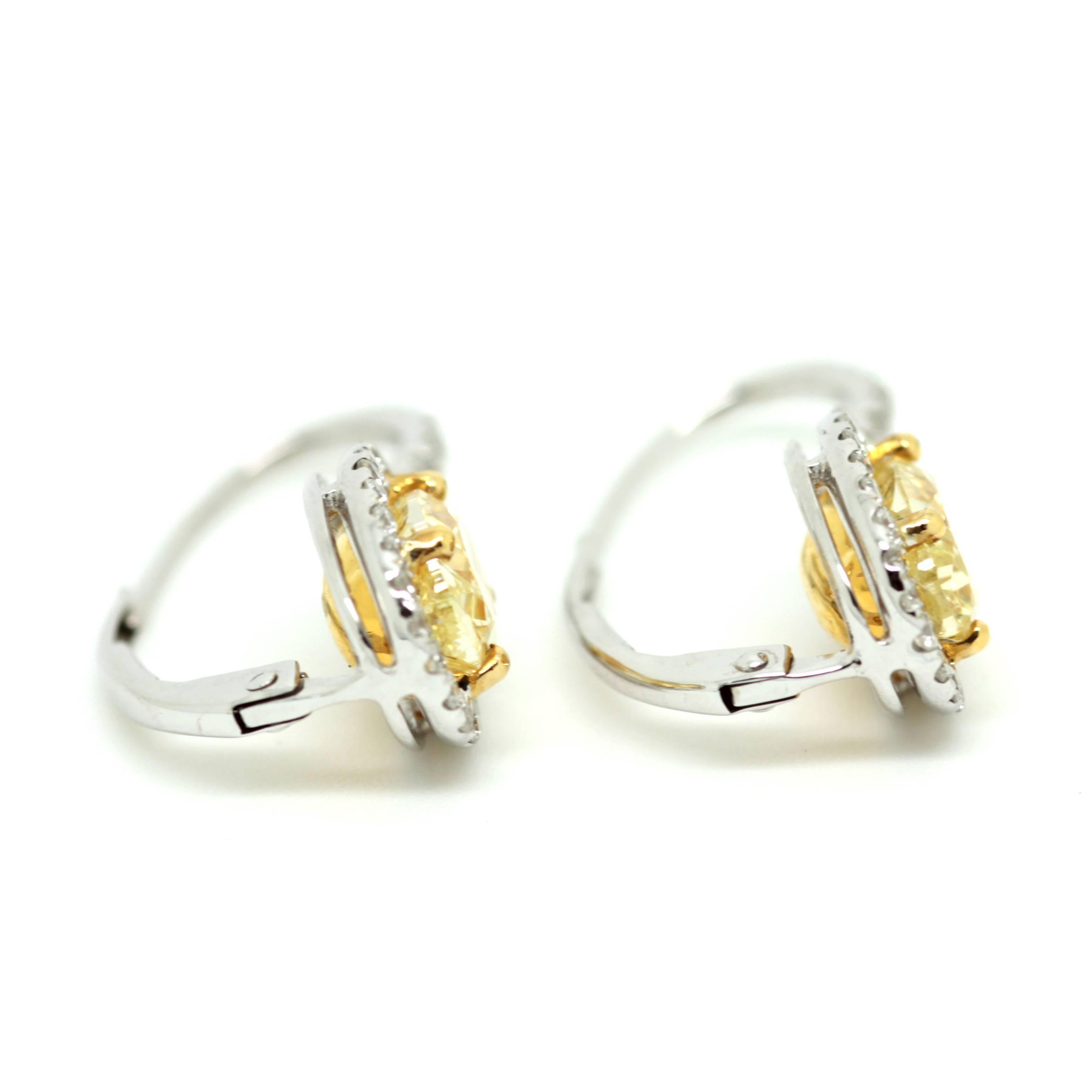 Women's Oval Fancy Yellow Diamond Drop Earrings