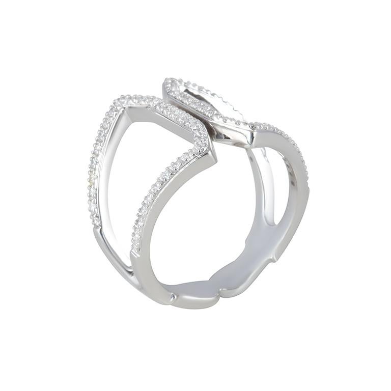 Taille brillant Bague en or blanc 18 carats ornée d'un diamant blanc de 1/2 carat (sans défaut) en vente