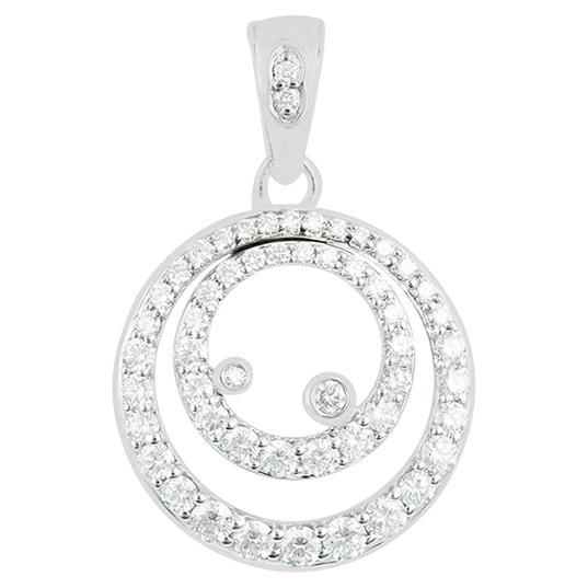 Pendentif en or blanc 18 carats serti d'un diamant blanc de 0,73 carats (D-Flawless) en vente