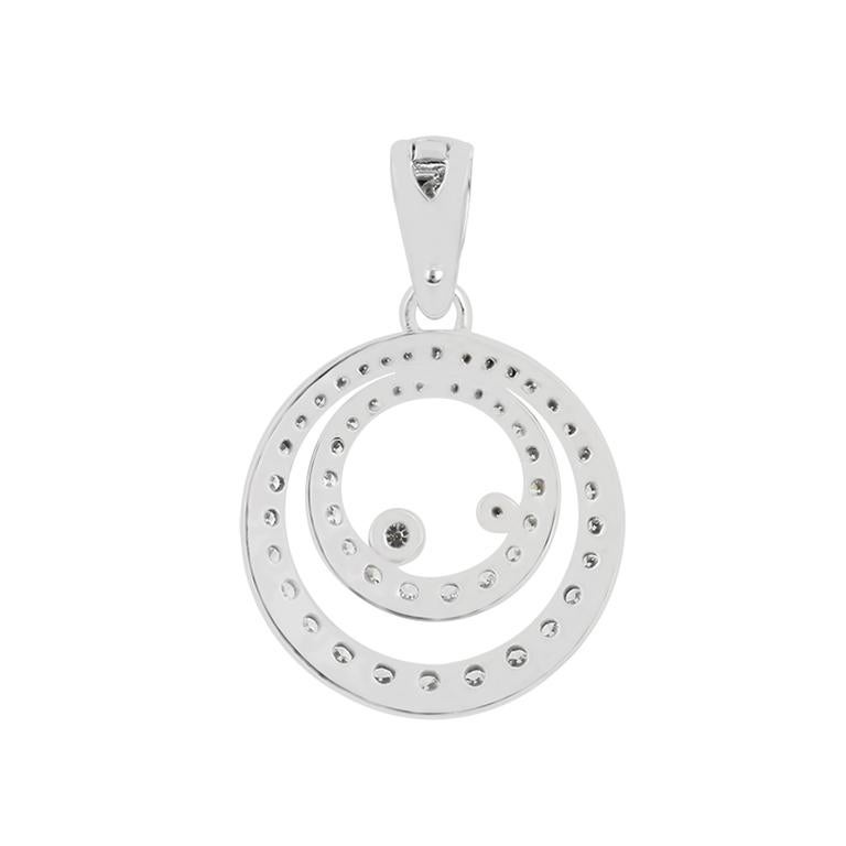 Moderne Pendentif en or blanc 18 carats serti d'un diamant blanc de 0,73 carats (D-Flawless) en vente